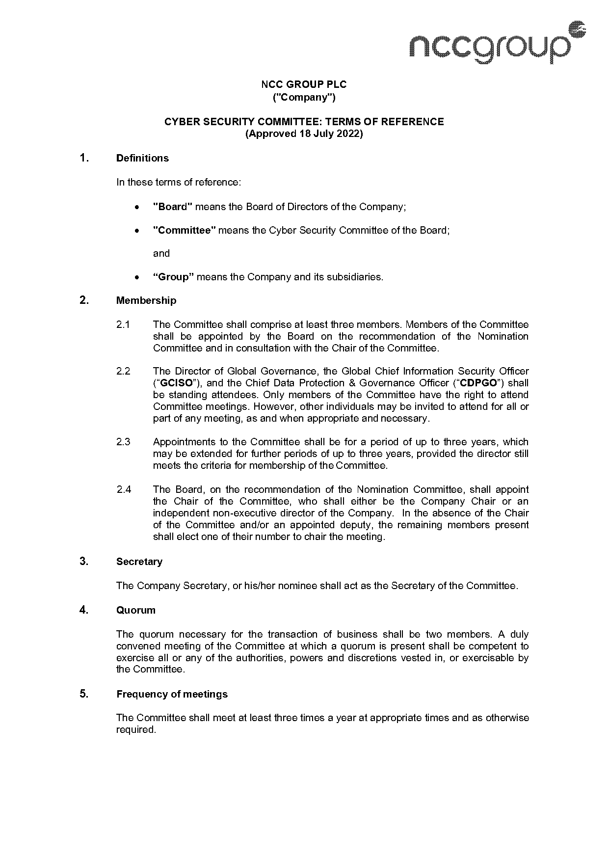 committee terms of reference template word